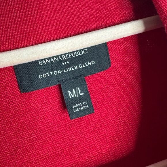 Banana Republic Oversized Johnny Collar Sweater Red Sunset Size M/L - Picture 5 of 7